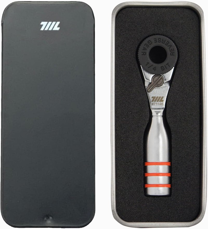 711L Mini Ratchet Wrench DUO - One of the World's Smallest 1/4" Ratchet Wrench For Tight Spaces - For Flat (32mm) and Standard (25mm) Double-ended Bit - Image 1